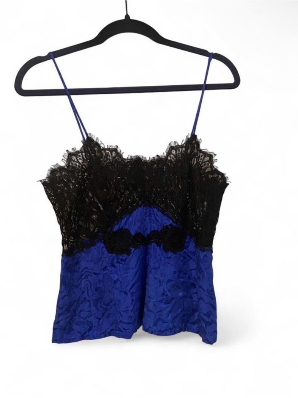 Victoria's Secret Black Lace & Royal Blue Satin Cami